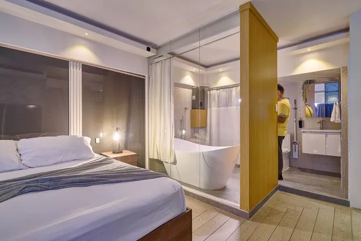 Comfortable studio with a bathtub and a sea view: photo 29